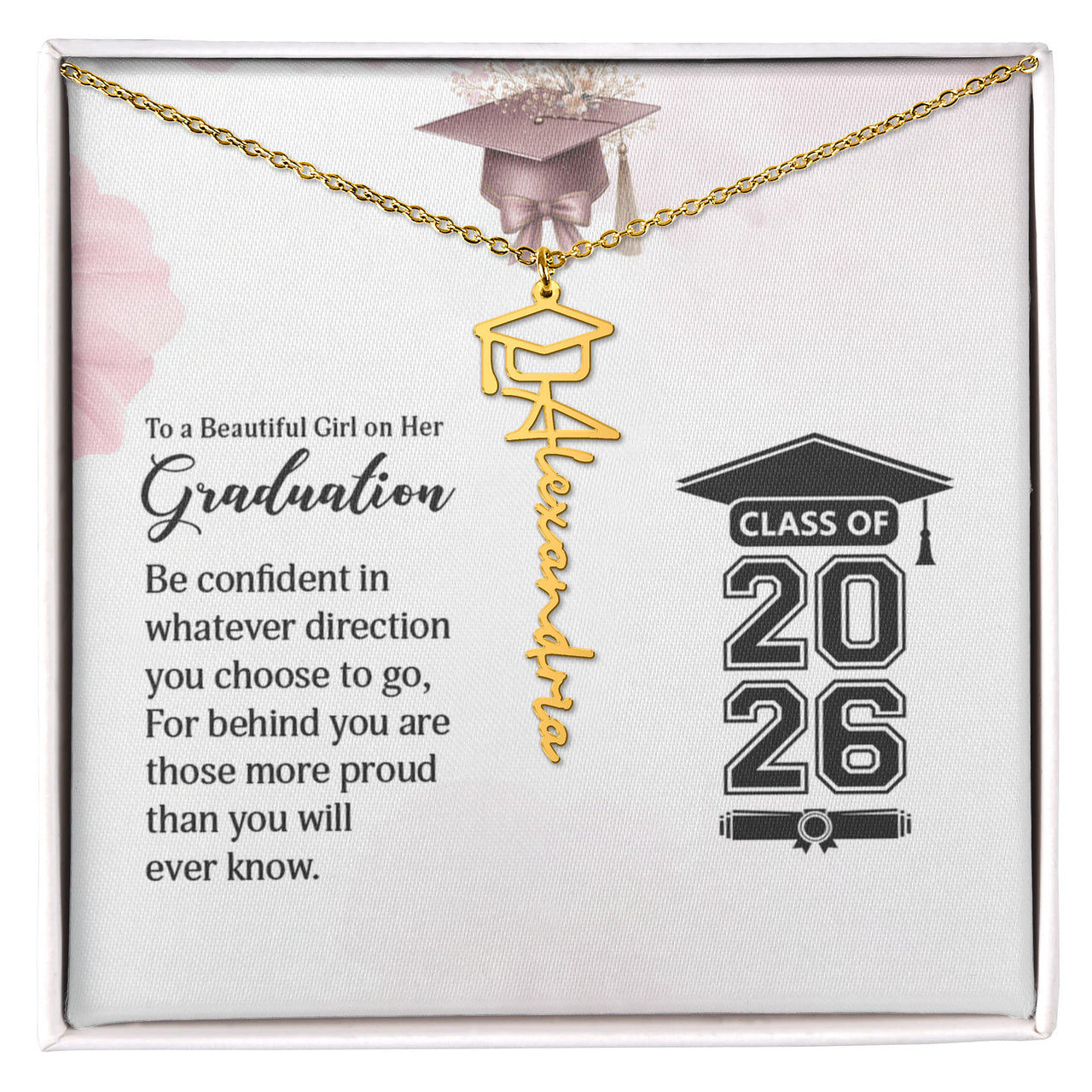 Graduation Cap Name Necklace - To a Beautiful Girl on her Graduation Day