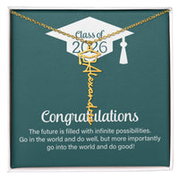 Graduation Cap Name Necklace - Go Into The World And Do Well