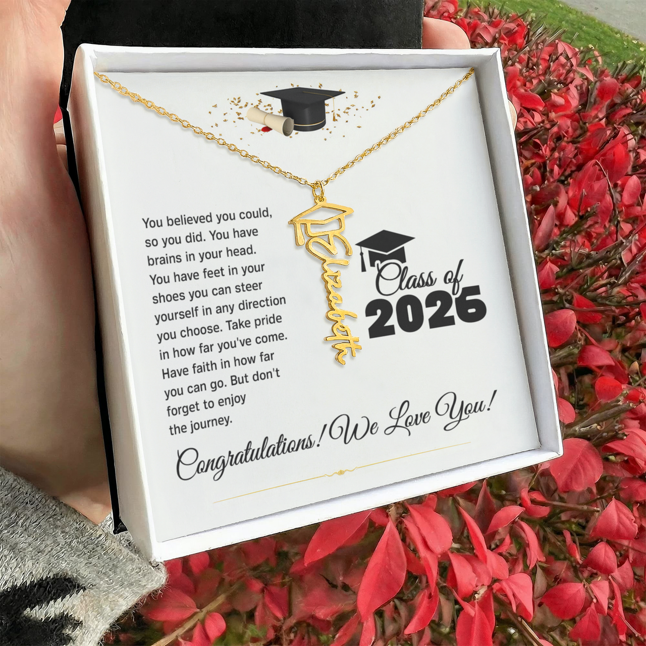 Graduation Cap Name Necklace - You Believed You Could