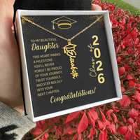 Graduation Cap Name Necklace - To My Beautiful Daughter, This Heart Marks