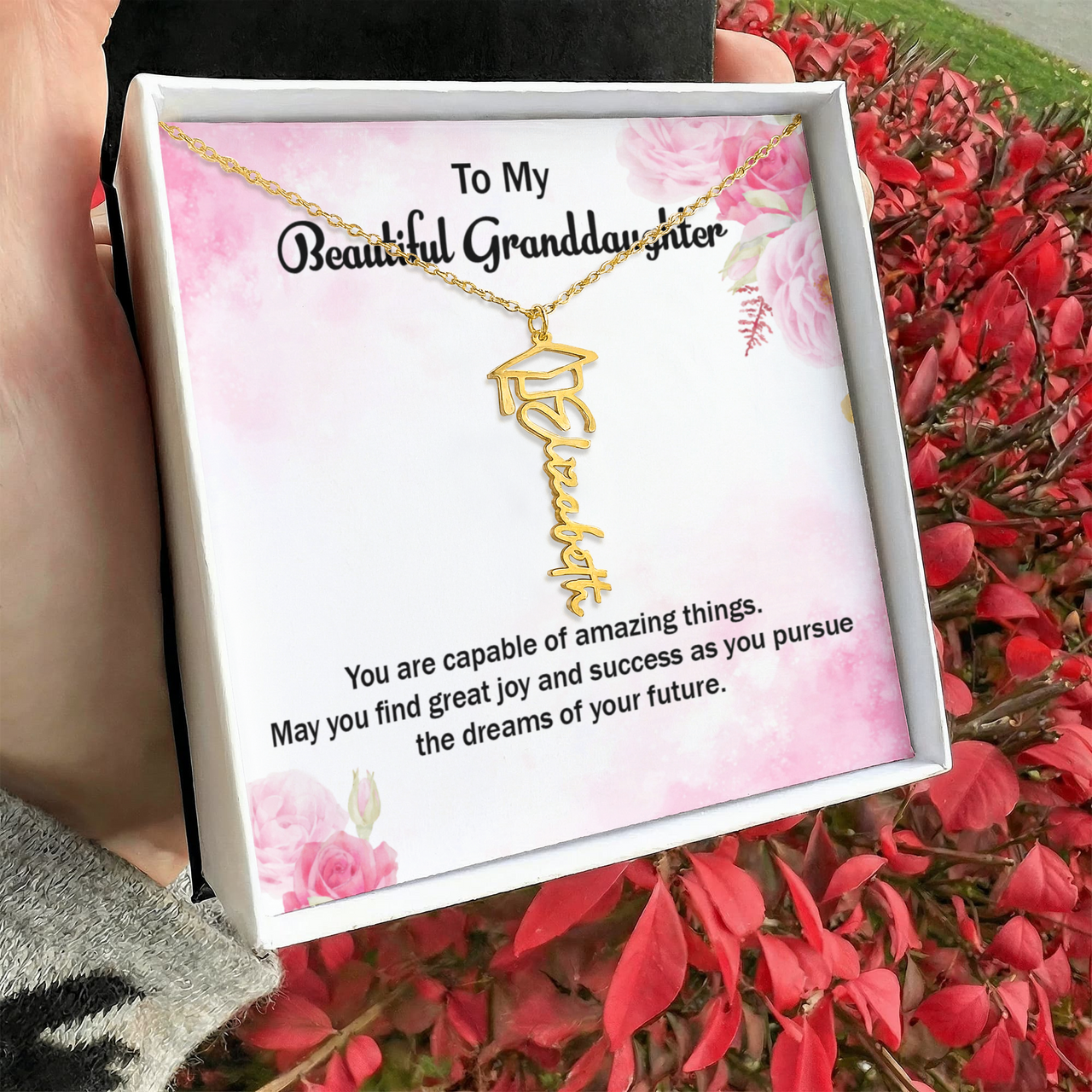 Graduation Cap Name Necklace - Gift for Granddaughter, May You Find Great Joy And Success