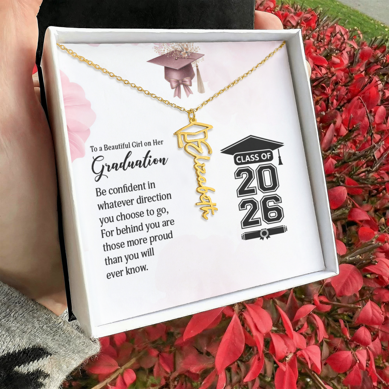 Graduation Cap Name Necklace - To a Beautiful Girl on her Graduation Day