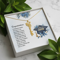 Graduation Cap Name Necklace - Congratulations, Graduation Marks