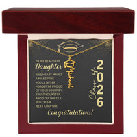 Graduation Cap Name Necklace - To My Beautiful Daughter, This Heart Marks