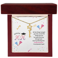 Graduation Cap Name Necklace - Senior Graduation, Gift for Daughter