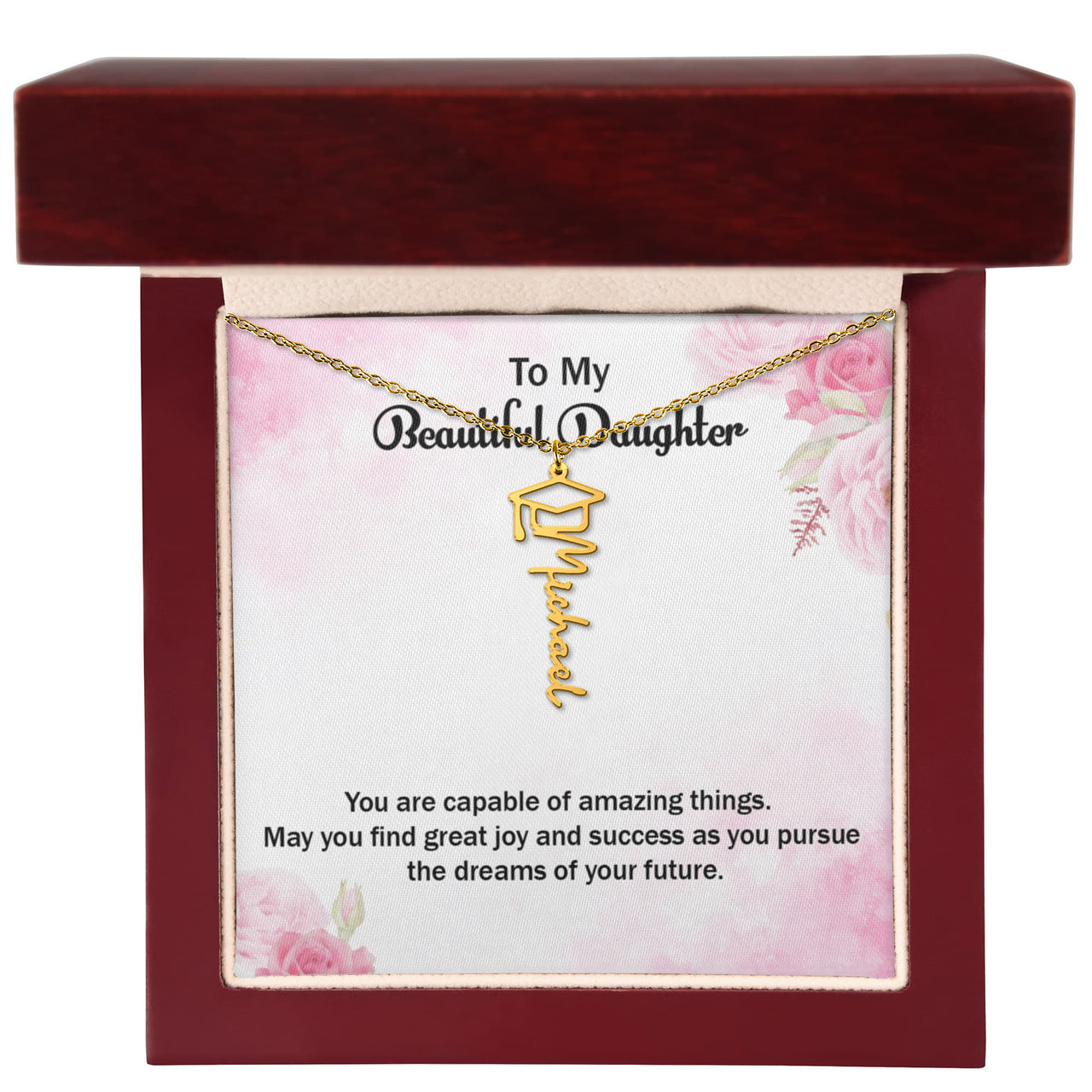 Graduation Cap Name Necklace - Gift for Daughter, May You Find Great Joy And Success