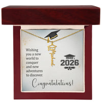 Graduation Cap Name Necklace - Wishing You a New World