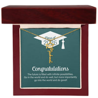 Graduation Cap Name Necklace - Go Into The World And Do Well