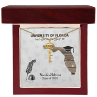 Personalized Graduation Cap Name Necklace - University Coordinates, Class 2026