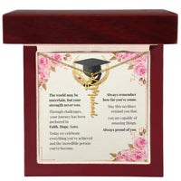 Graduation Cap Name Necklace - Faith. Hope. Love.
