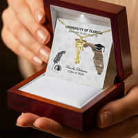 Personalized Graduation Cap Name Necklace - University Coordinates, Class 2026
