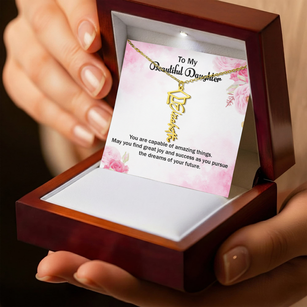 Graduation Cap Name Necklace - Gift for Daughter, May You Find Great Joy And Success