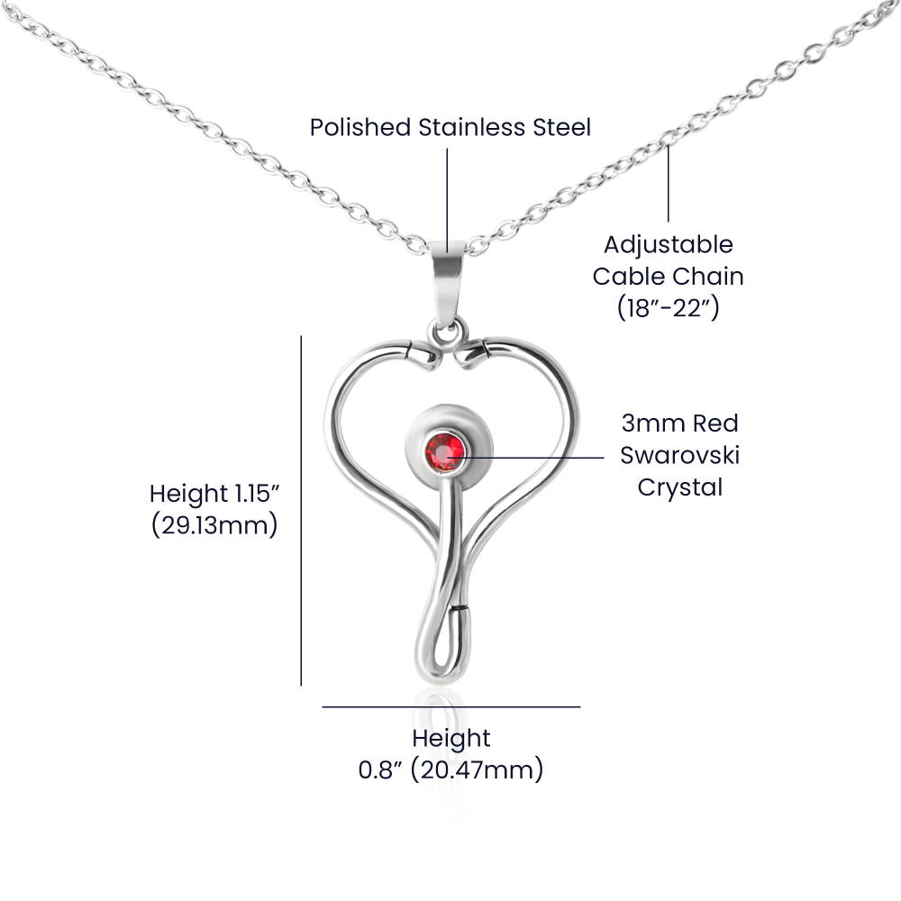 Heart Stethoscope Necklace – Gift for Mom, Nurse, Hero