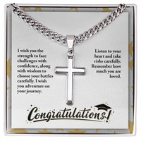 Artisan Cross with Cuban Link Chain - Graduation, Religion, I Wish You The Strength