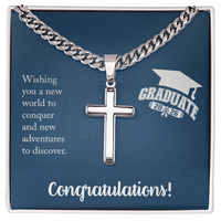Artisan Cross with Cuban Link Chain - Gift For Him, Son, Grandson, Wishing You A New Word