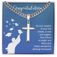 Artisan Cross with Cuban Link Chain - Graduation, Congratulations