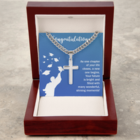 Artisan Cross with Cuban Link Chain - Graduation, Congratulations