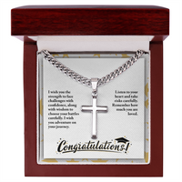 Artisan Cross with Cuban Link Chain - Graduation, Religion, I Wish You The Strength