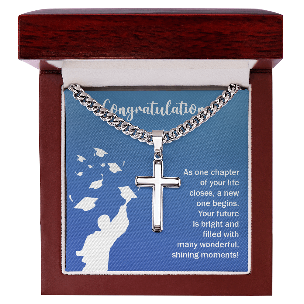 Artisan Cross with Cuban Link Chain - Graduation, Congratulations