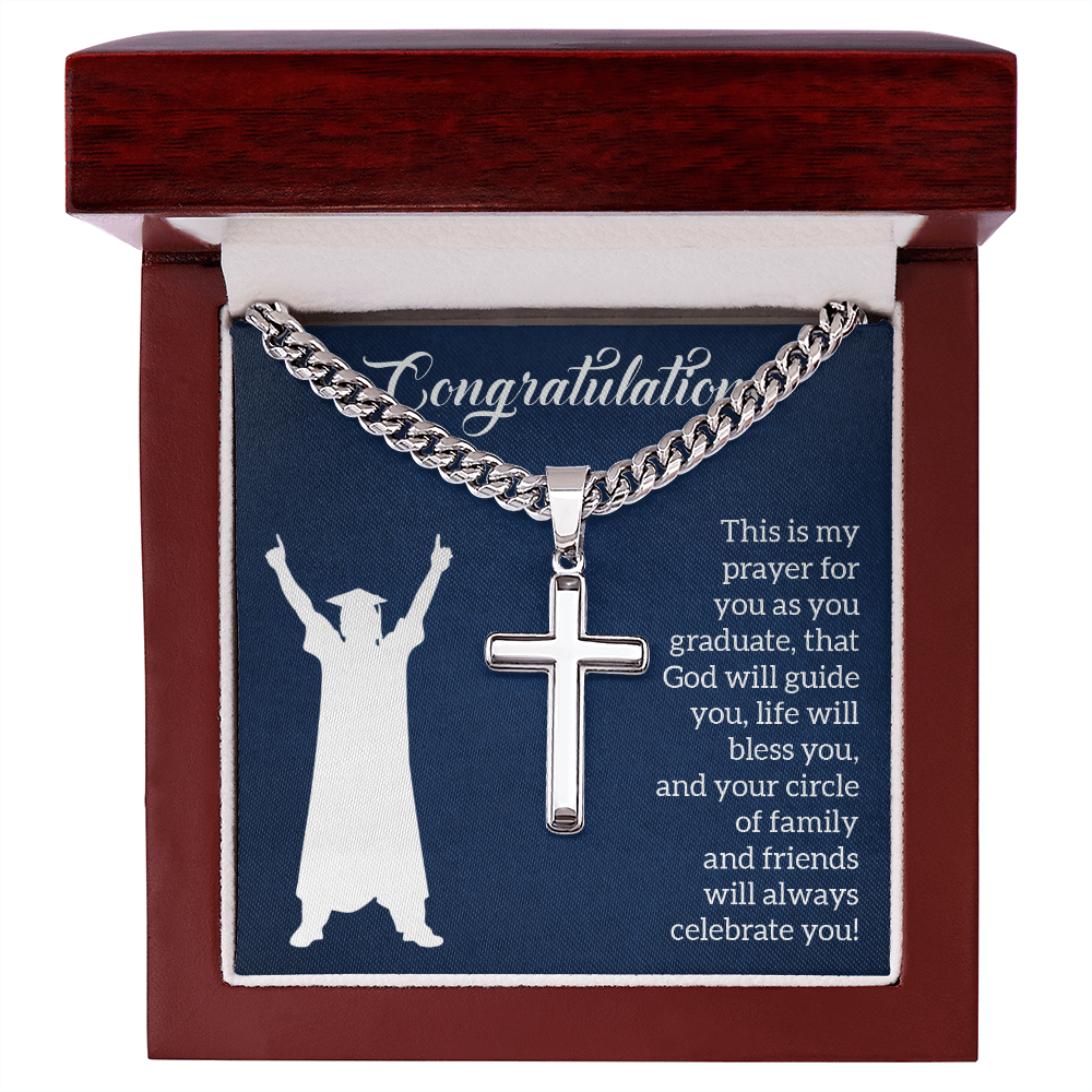 Artisan Cross with Cuban Link Chain - Graduation, Religion, This Is My Prayer