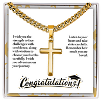 Artisan Cross with Cuban Link Chain - Graduation, Religion, I Wish You The Strength
