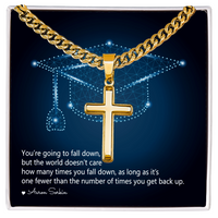 Artisan Cross with Cuban Link Chain - Graduation, You Get Back Up