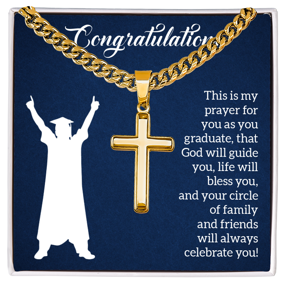 Artisan Cross with Cuban Link Chain - Graduation, Religion, This Is My Prayer