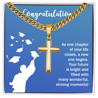 Artisan Cross with Cuban Link Chain - Graduation, Congratulations