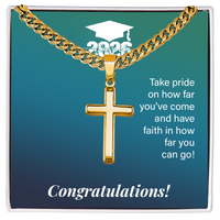 Artisan Cross with Cuban Link Chain - Gift For Son, Grandson, Great Grandson