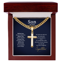 Artisan Cross with Cuban Link Chain - To My Son On Your Graduation Day
