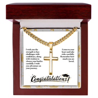 Artisan Cross with Cuban Link Chain - Graduation, Religion, I Wish You The Strength