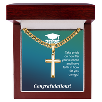 Artisan Cross with Cuban Link Chain - Gift For Son, Grandson, Great Grandson