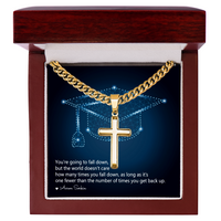 Artisan Cross with Cuban Link Chain - Graduation, You Get Back Up