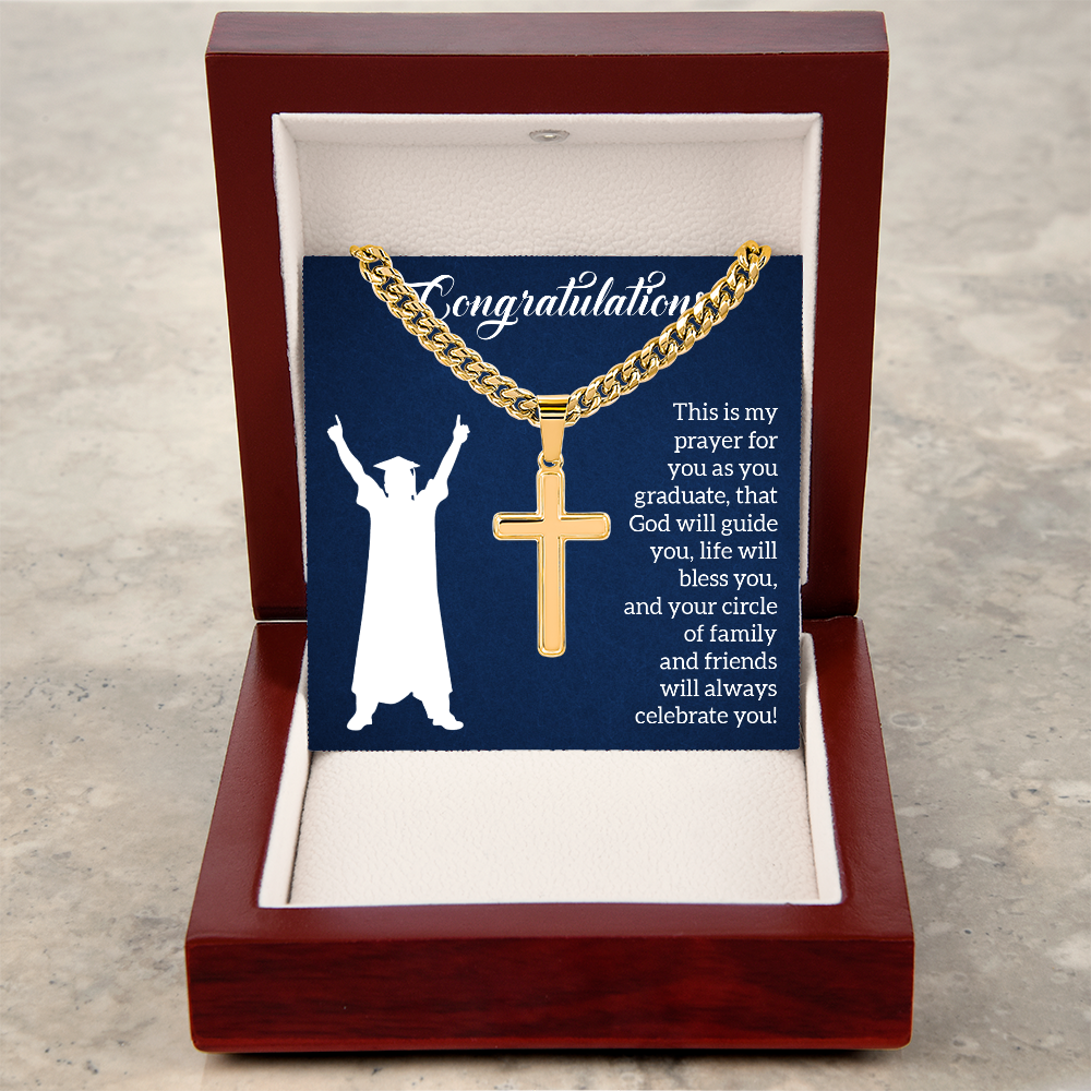 Artisan Cross with Cuban Link Chain - Graduation, Religion, This Is My Prayer