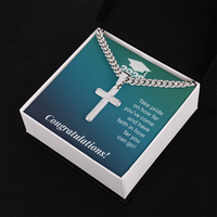 Personalized Cross with Cuban Link Chain - Gift For Son, Grandson, Great Grandson