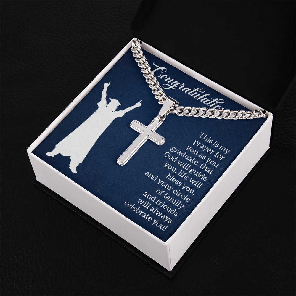 Personalized Cross with Cuban Link Chain - Graduation, Religion, This Is My Prayer