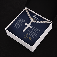 Personalized Cross with Cuban Link Chain - To My Son On Your Graduation Day