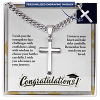 Personalized Cross with Cuban Link Chain - Graduation, Religion, I Wish You The Strength