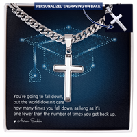 Personalized Cross with Cuban Link Chain - Graduation, You Get Back Up