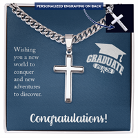Personalized Cross with Cuban Link Chain - Gift For Him, Son, Grandson, Wishing You A New Word