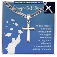Personalized Cross with Cuban Link Chain - Graduation, Congratulations