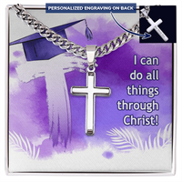 Personalized Cross with Cuban Link Chain - Graduation, Religion, I Can Do All Things