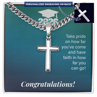 Personalized Cross with Cuban Link Chain - Gift For Son, Grandson, Great Grandson