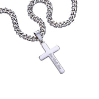 Personalized Cross with Cuban Link Chain - Gift For Him, Son, Grandson, Wishing You A New Word