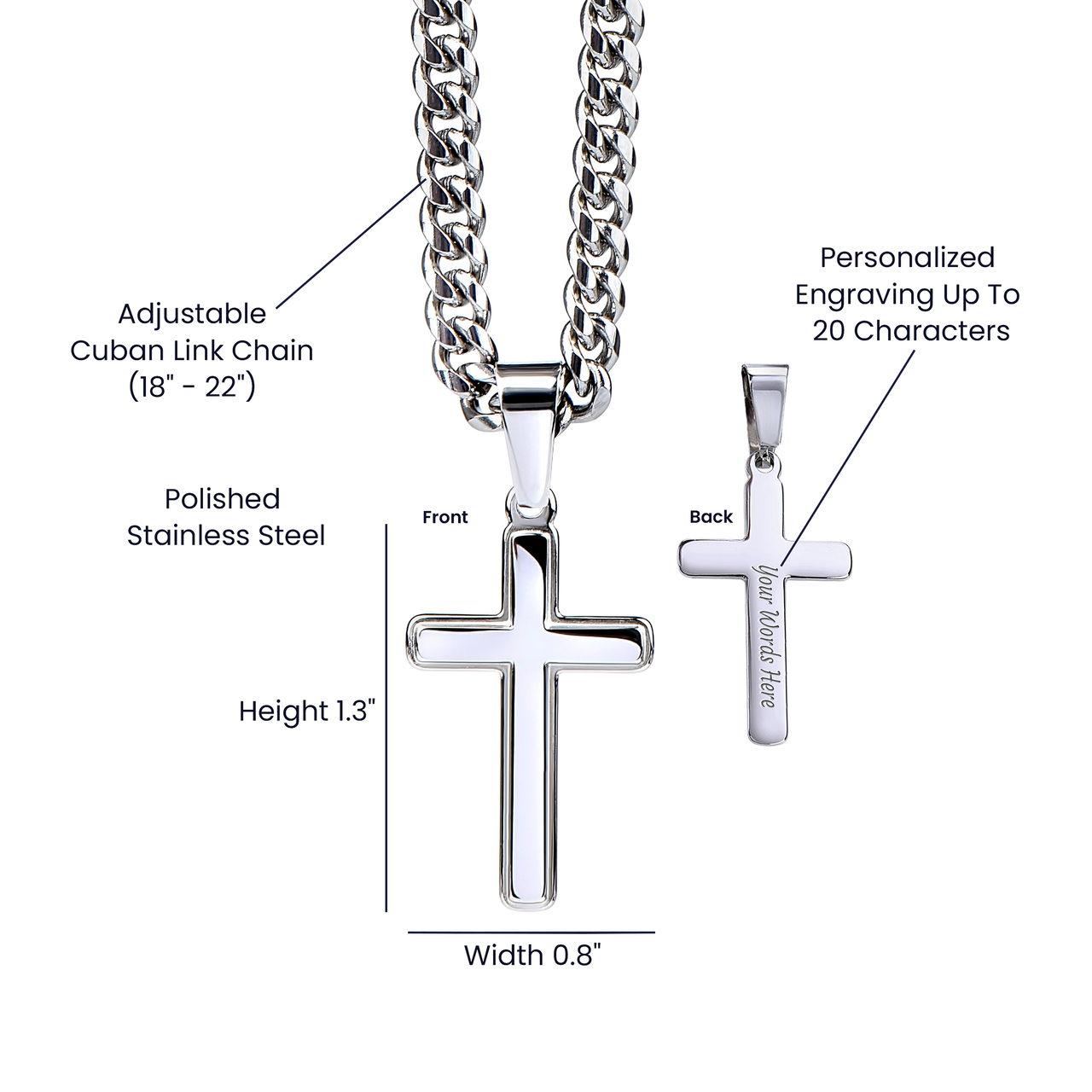 Personalized Cross with Cuban Link Chain - Graduation, You Get Back Up