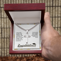 Personalized Cross with Cuban Link Chain - Graduation, Religion, I Wish You The Strength