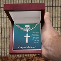 Personalized Cross with Cuban Link Chain - Gift For Son, Grandson, Great Grandson