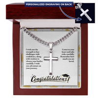 Personalized Cross with Cuban Link Chain - Graduation, Religion, I Wish You The Strength