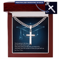 Personalized Cross with Cuban Link Chain - Graduation, You Get Back Up