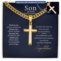 Personalized Cross with Cuban Link Chain - To My Son On Your Graduation Day